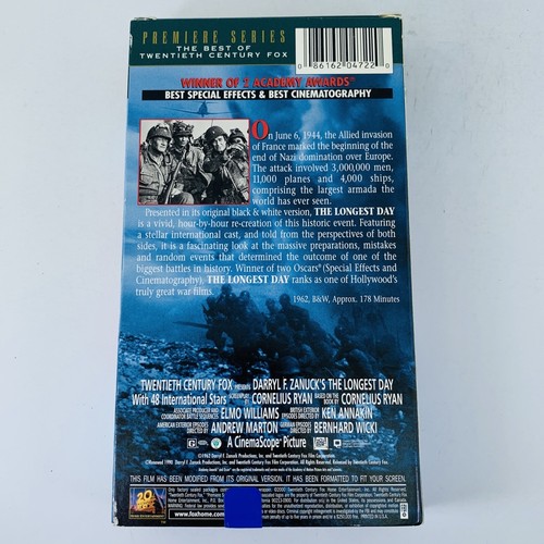 The Longest Day VHS Tape Movie Full Screen John Wayne Sean Connery Henry Fonda - Picture 23 of 24