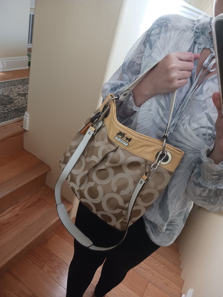 Coach Signature Canvas Madison Crossbody Shoulder Hobo Purse Bag