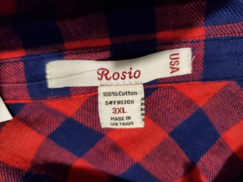 Rosio Women's Red & Navy Plaid Adjustable Tie Waist Top Plus Size 3XL NWT - Picture 5 of 6