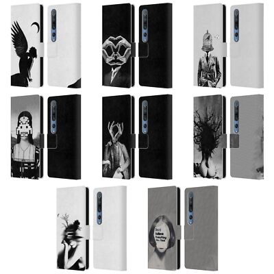 OFFICIAL LOUIJOVERART BLACK AND WHITE LEATHER BOOK WALLET CASE FOR XIAOMI PHONES
