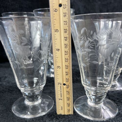 Vintage Etched Footed Goblets~~Set of 6 - Picture 2 of 8