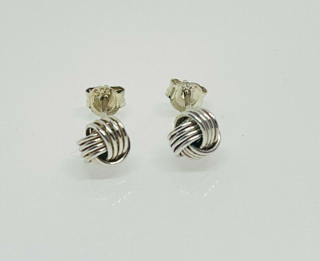 Gorgeous Solid Knot Shapped Stud Earrings 925 Sol… - image 2
