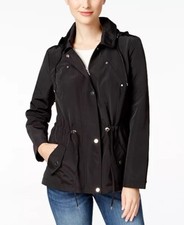 CHARTER CLUB Water Resistance Zip  Snap Hood Jacket Size PP Deep Black Ret- 99