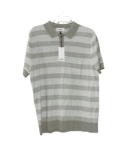 Goodfellow Co. Men's Medium Green Striped 100 Cotton Polo Golf Shirt NWT