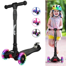 Kick Scooter for kids LED Lights Adjustable Handlebar Rear Brake For 3-12 Kids