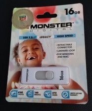 New - Monster Digital 16GB USB 2.0 High Speed Flash Drive for Windows or Mac