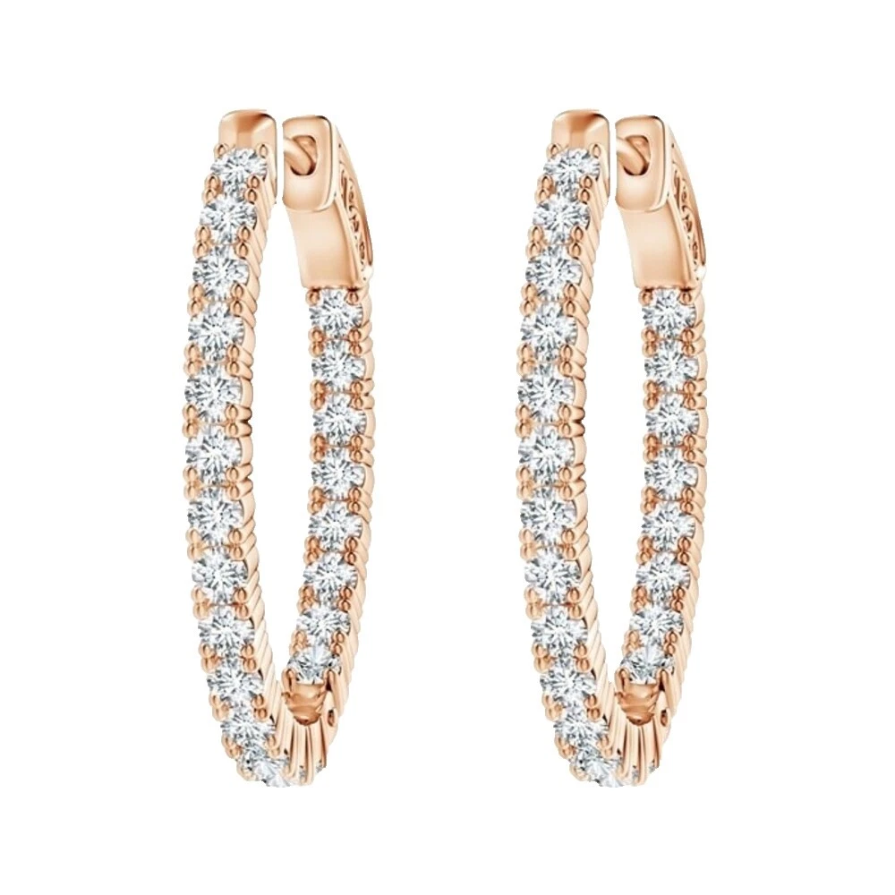 Pendientes de aro de Latón Oro Rosa Moda