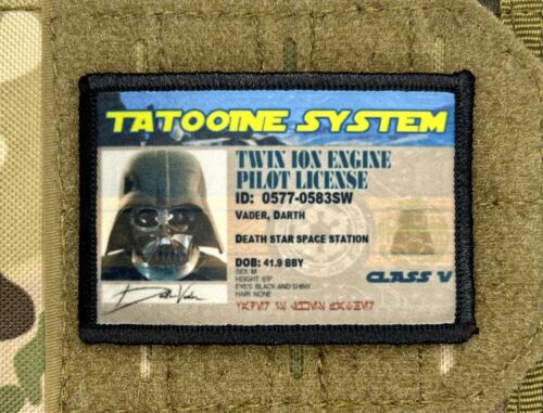 Star Wars Darth Vader Pilot License Morale Patch / Military ARMY Tactical 700 - Picture 1 of 6