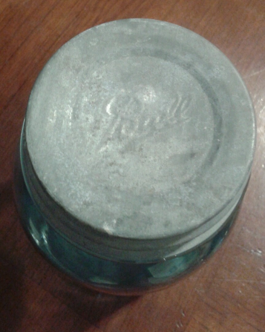 Vintage 1 Quart Ball Perfect Mason Aqua Glass Jar #9 with zinc