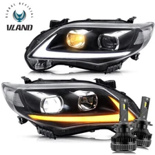 VLAND Headlights Front Lamps + Led Bulb Combo Sets For Toyota Corolla 2011-2013