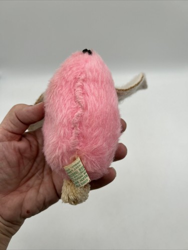 Vintage seltene Sheram Industries Ohio Bean Boys rosa Maus mit großen Ohren Stofftier Plüschtier - Bild 9 von 16
