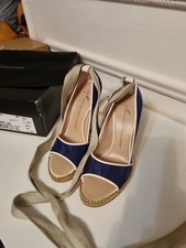 Giuseppe Zanotti scarpe con tacco zeppe estive tessuto denim e oro taglia EU 35 nuove   