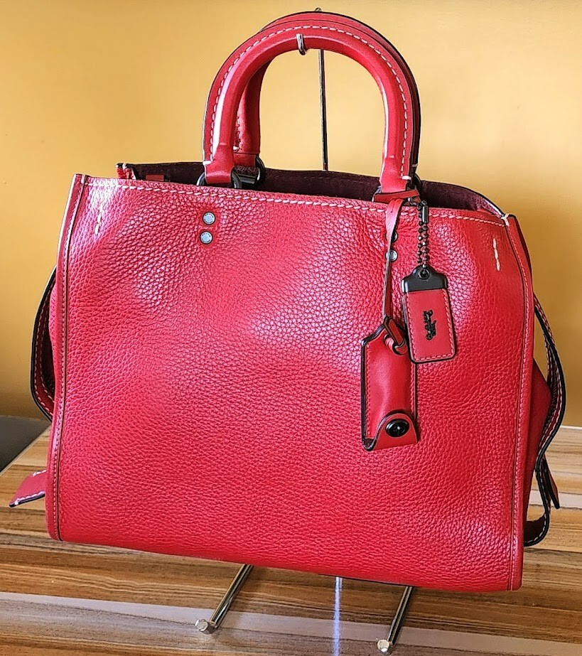 COACH 1941 RED PEBBLE LEATHER ROGUE 30 /31 BAG 38124 | eBay