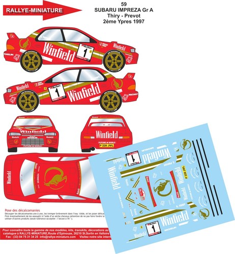 Decals 1/43 Ref 0059 Subaru Impreza Thiry Ypres Rally 1997 Rally Belgium Spa - Picture 1 of 1