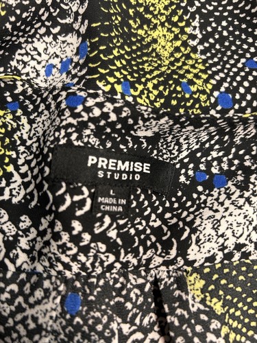 Women's Snakeskin Animal Print Large Black Blue Yellow Top Premise Studio - Picture 17 of 20