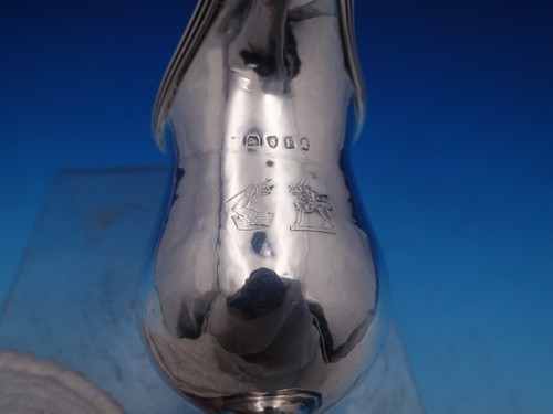 English Georgian Sterling Silver Creamer w/Family Crest Arm Flag Griffin (#8447) - Picture 9 of 13
