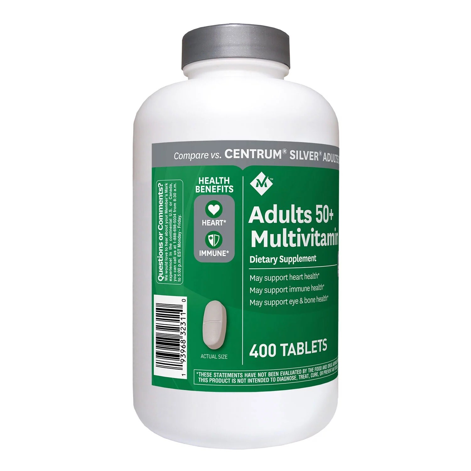 Member's Mark Adults 50+ Multivitamin Dietary Supplement Tablets (400