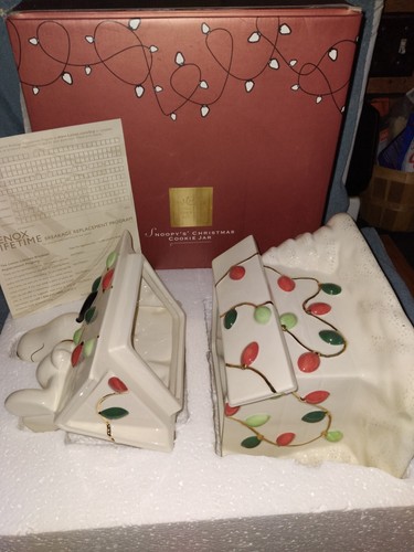 Biscottiera natalizia Snoopy's di Lenox con luci cuccia arachidi Woodstock nuova con scatola - Foto 1 di 13