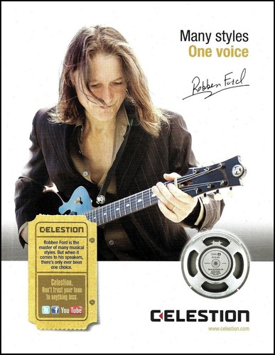 Altavoces amplificador guitarra Robben Ford 2013 Celestion anuncio 8 x 11 impresión publicitaria