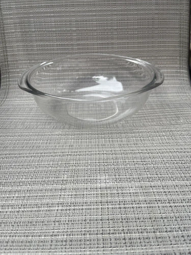 Vintage Pyrex #024 Round Clear Glass Casserole Dish 2 Quart Bowl w/ Tab Handles