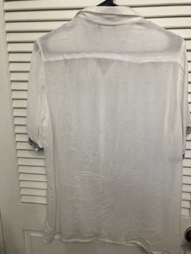 Blusas de mujer de moda X grandes blancas transparentes lentejuelas mangas de corte - Imagen 2 de 5
