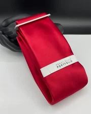 PERRY ELLIS Portfolio Men's 100% Polyester Tie ~ Red ~ Satin Finish!