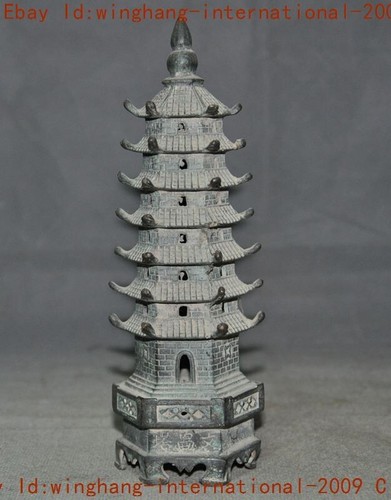 old China Buddhism temple bronze “文昌塔”Buddha Stupa Pagoda Tower Statue