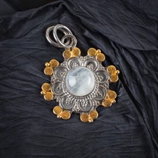 Handmade 925 Sterling Silver Jewelry Pendant Rainbow Moonstone Gemstone Pendant