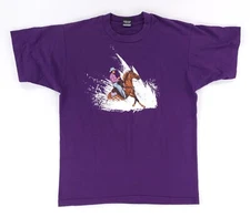 Screen Stars Best VTG 90s Single Stitch Cowboy Horse Snow Purple USA Mens L