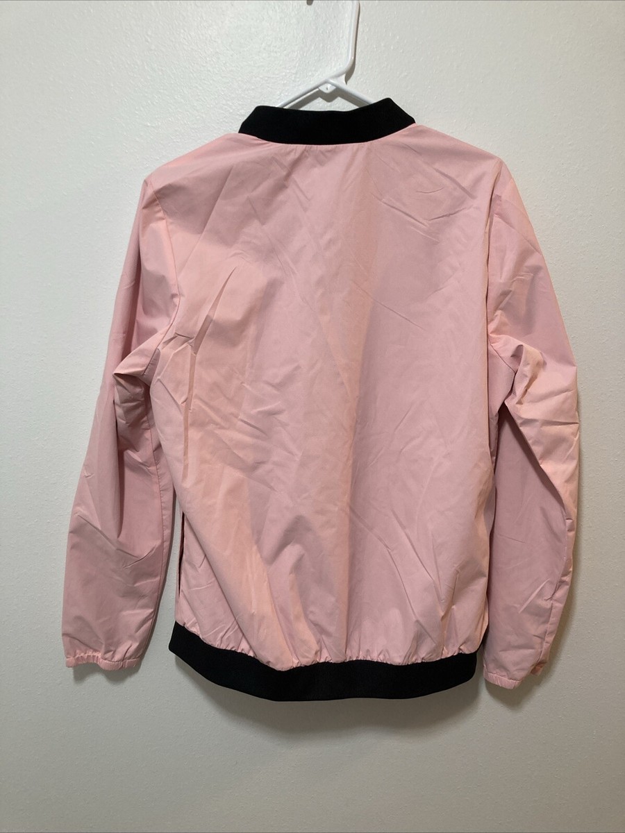 New Balance Pink Windbreaker Jacket Black Trim Women's Size L