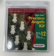 Beadery Holiday Beaded Ornament Kit 5531 White Pearl Precious Angels Kit Make 12