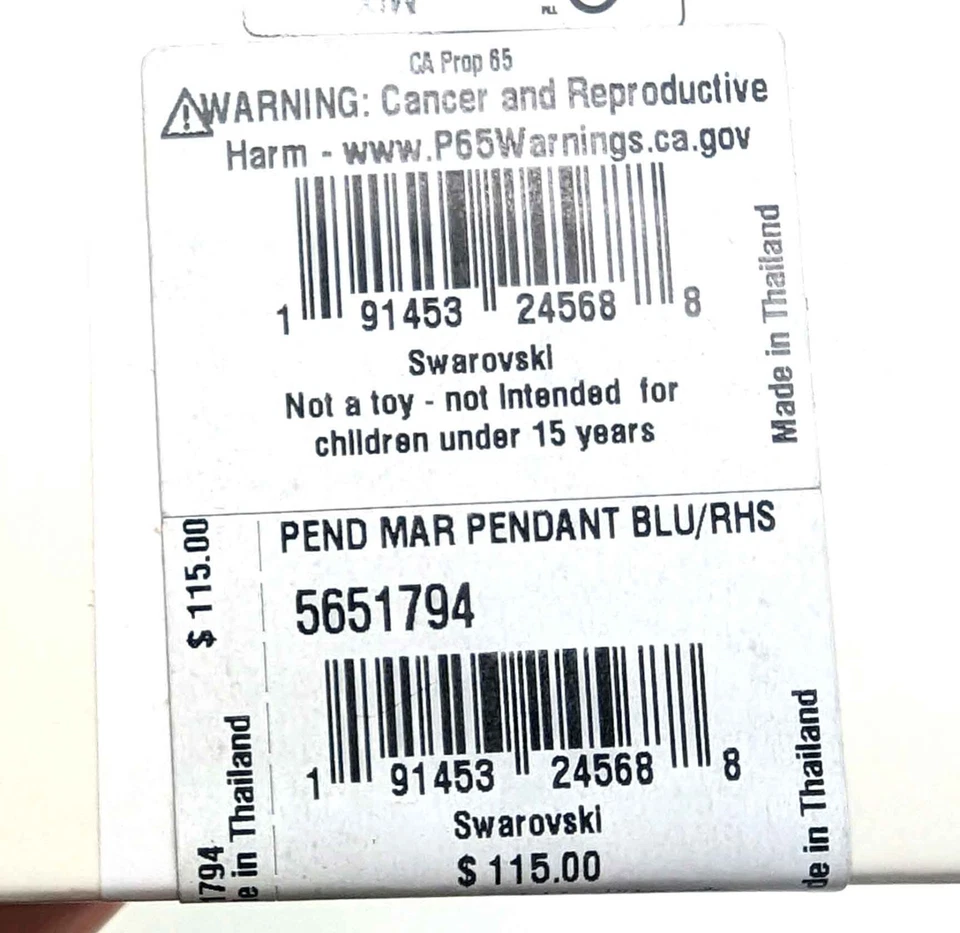 Новый 100% SWAROVSKI родия Aqua синий кристалл камень подвеска ожерелье 5651794 - Изображение 2 из 3