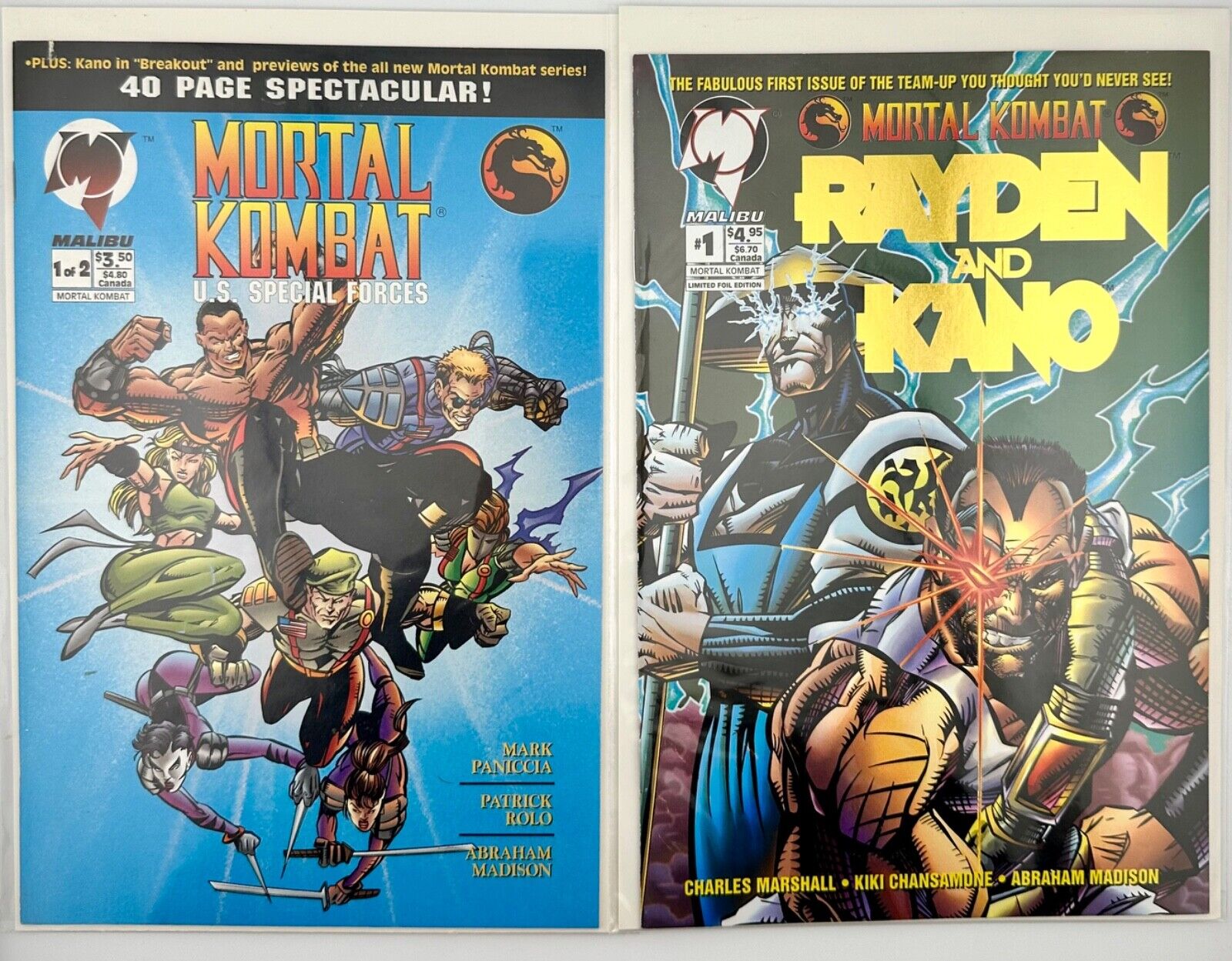 Mortal Kombat RAYDEN & KANO #1 Gold Foil Edition & U.S. Special Forces #1 Comic
