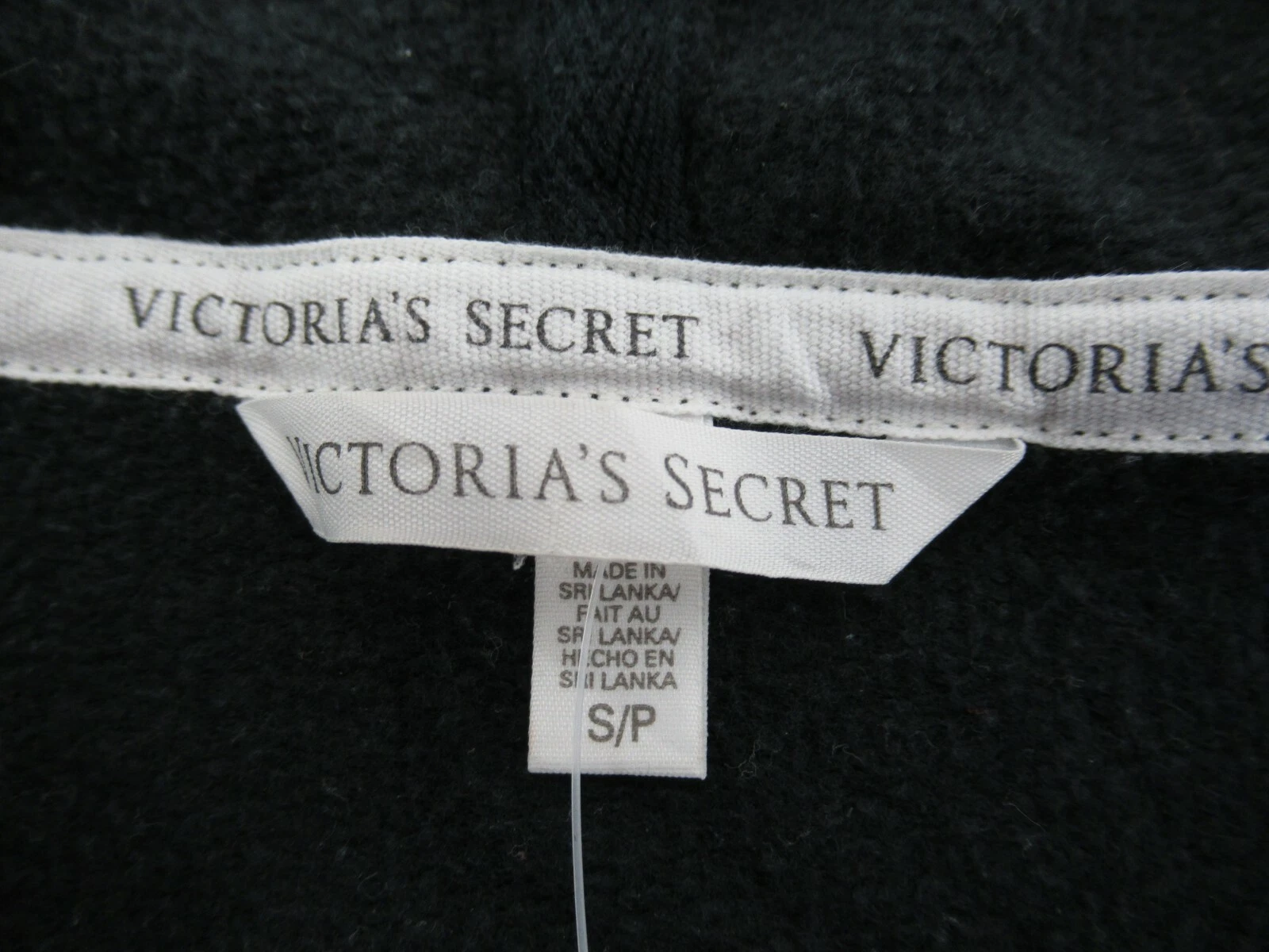 UNDERCOVER Felpa con cappuccio e zip intera Victoria Secret donna nera con paillettes taglia S P #A190