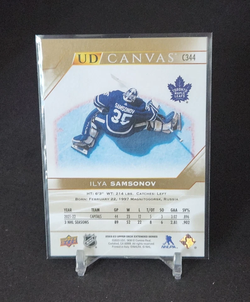 2022-23 UD Extended Series UD Canvas #C344 Ilya Samsonov - Toronto Maple Leafs - Image 2 of 2