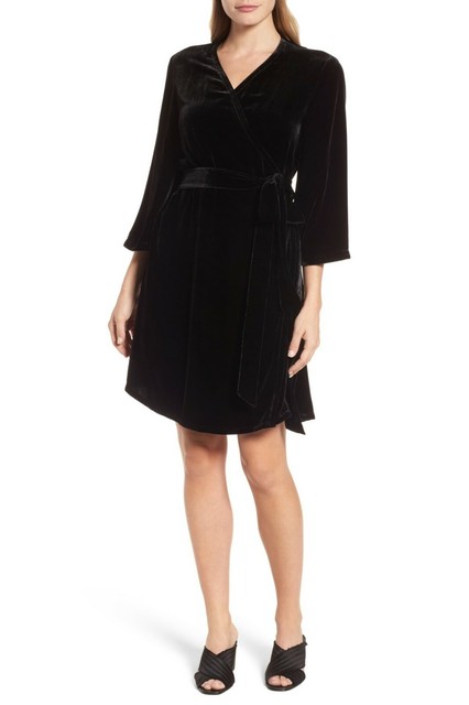eileen fisher black velvet dress