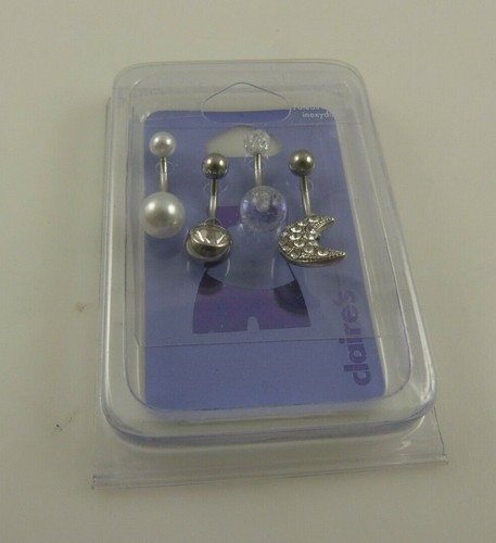 Body Jewelry belly button naval ring piercing navel celestial moon pearl set 4