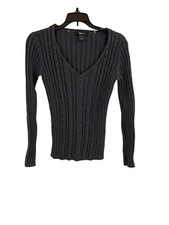 Style  Co Women  s Gray Pullover Sweater V-neck Sweater Size Small