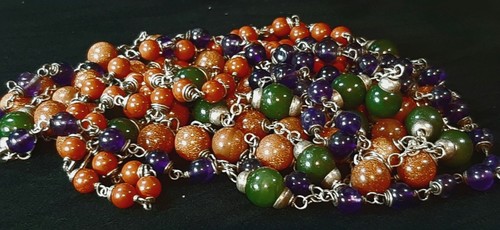 4 Collane- 1 bracciale-ametista-giada-diaspro rosso-pietra del Sole-tibet-silver - Foto 15 di 15