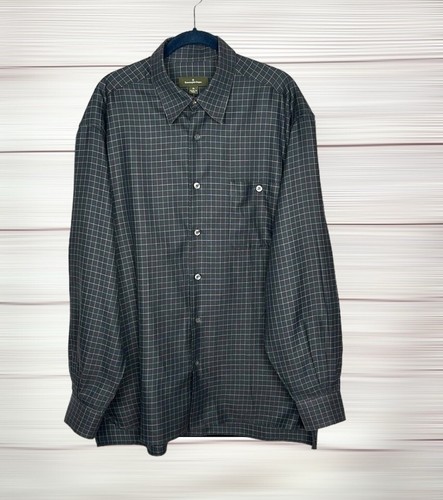ERMENEGILDO ZEGNA Button Down Shirt Gray Plaid Italy Cotton Long Sleeves XL - Picture 2 of 14