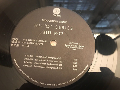 Capitol Hi-''Q'' Series Production Music Library LP Reel M-77 Reel M-78 VG+++