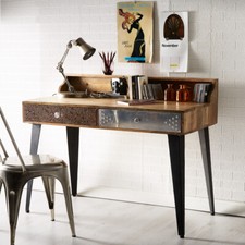 Modern Artisan Limited Reclaimed Wood Desk Console / Hall Table with 2 Drawers