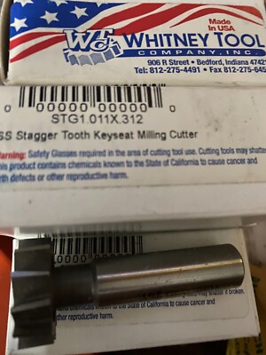 Whitney Tool 1.011 x .312 HSS Stagger Tooth Keyseat Milling Cutter ...