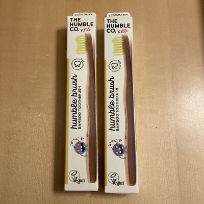 2x Humble Bamboo Kinder Zahnbürste Ultra Soft Gelbe Borsten NEU KOSTENLOSER VERSAND