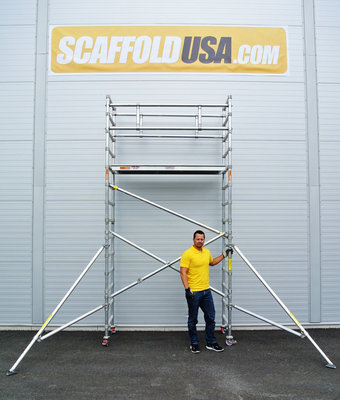 Scaffold USA 10 ft Folding Aluminum Scaffold Tower with guardrail
