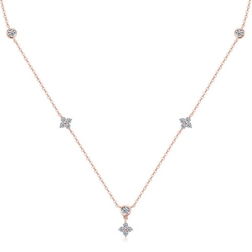 Real Moissanite Bubble Clover Pendant Women Necklace 925 Sterling Silver Choker - Picture 14 of 14