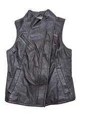 Anthropologie June Biker Jacket Vest Genuine Leather Brown Size S New