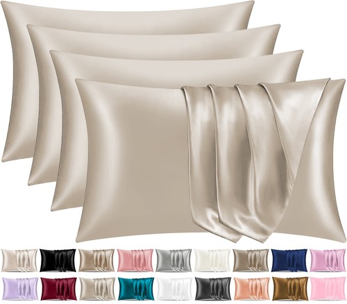 4er Pack Premium Zen Satin Seide Kissenbezüge für Haar & Haut Luxus Kissenbezüge - Bild 47 von 160
