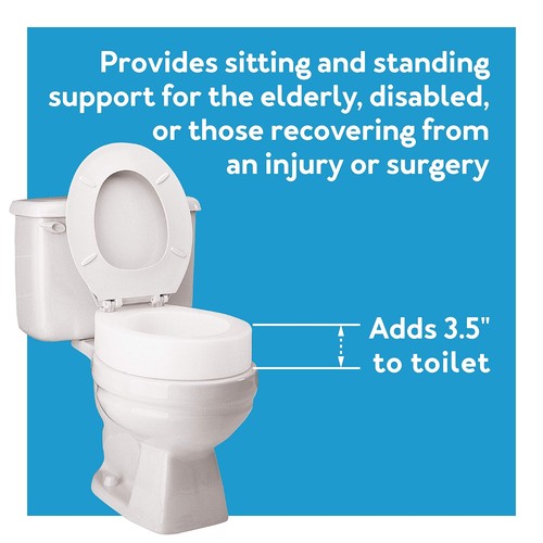Raised Toilet Seat Riser for Elongated Toilets Adds 35 Inches Height for Comfort - Picture 3 of 9