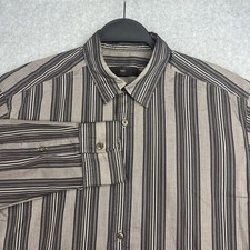 Z Zegna Shirt Mens 39/15.5 Oxford Button Up Gray Striped Lightweight Long Sleeve